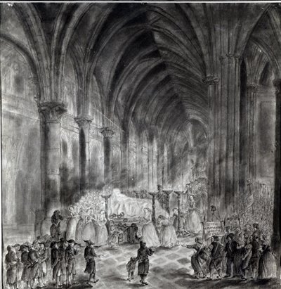 The Funeral of Jean Paul Marat in the Chapel of the Club des Cordeliers, 16th July 1793 by French School